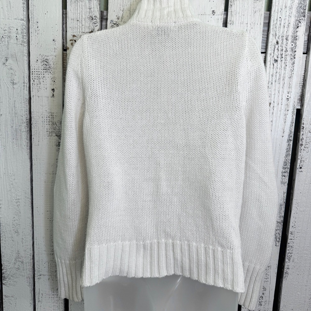 Eddie Bauer Cardigan Sweater Women M Cream White Shaker Knit Button Up Classic - Picture 7 of 11